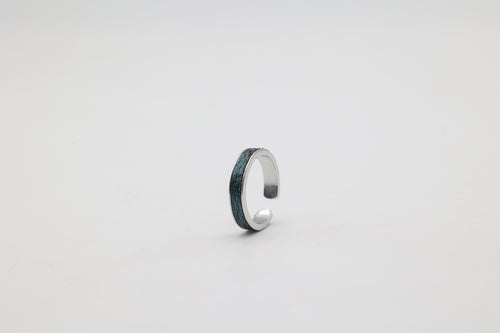 Bague réglable en acier inoxydable avec du cuir marin couleur aigue marine roxane atelier