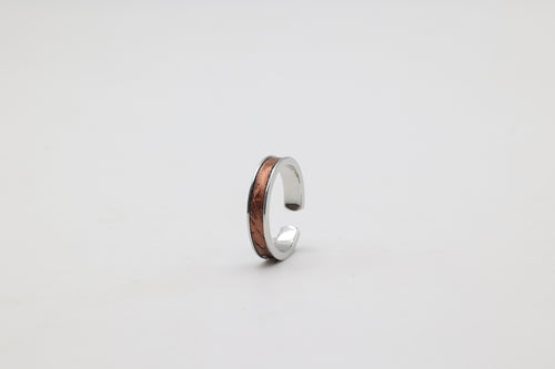 Bague réglable en acier inoxydable avec du cuir marin couleur cuivre roxane atelier