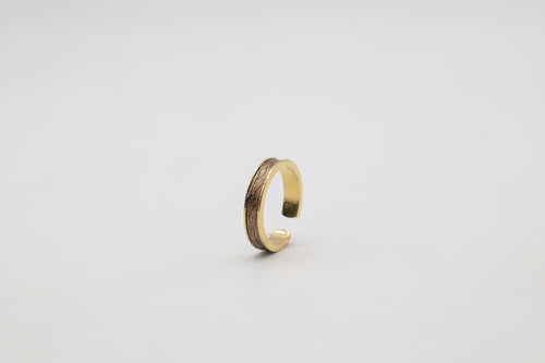 Bague réglable en acier inoxydable plaqué or avec du cuir marin couleur bronze roxane atelier