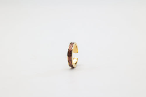 Bague réglable en acier inoxydable plaqué or avec du cuir marin couleur cuivre roxane atelier