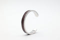 Bracelet réglable large en acier inoxydable avec du cuir marin couleur bordeaux roxane atelier